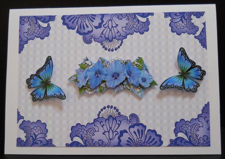 Blue Check Damask Edge A4 Backing Paper by Yvonne Middleton