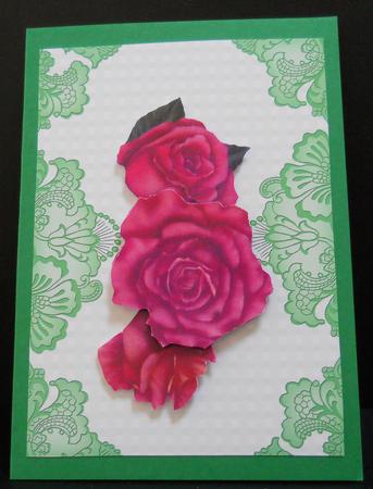 Mid Green Check Damask Edge A4 Backing Paper by Yvonne Middleton