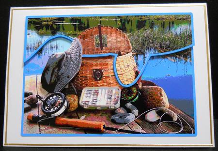Fly Fishing - Envelope Card - Decoupage by Yvonne Middleton