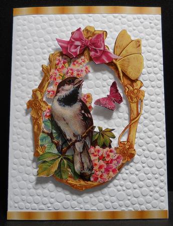 Pretty Bird Toppers with Flowers in Gold Frames by Yvonne Middleton