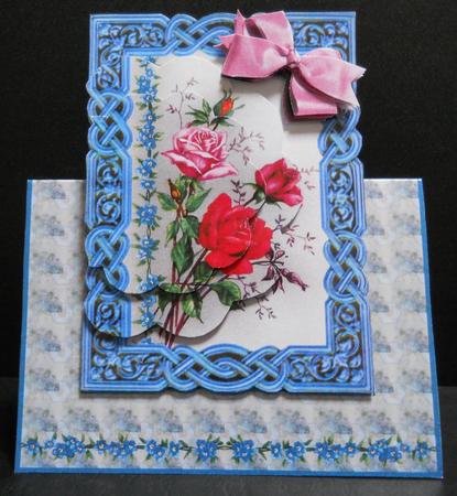 Forget Me Nots and Roses, No Hole Over the Edge Side Stacker by Yvonne Middleton