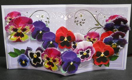 Triple Layer Pop Up Only Pansies by Yvonne Middleton