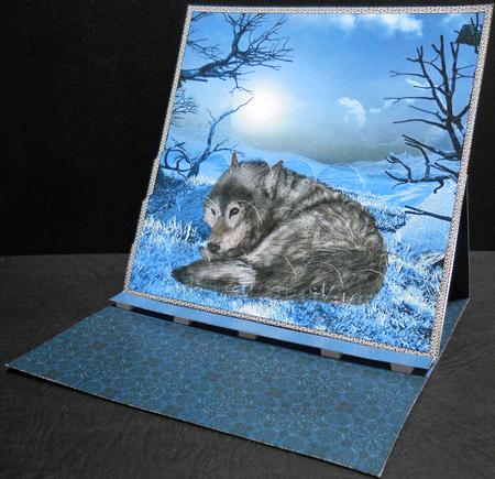 Moonlit Winter Wolf Easel Card by Yvonne Middleton
