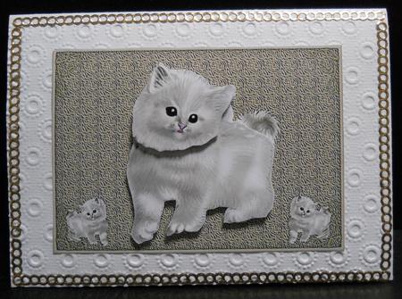 Fluffy Silver Cat - Envelope Card by Yvonne Middleton
