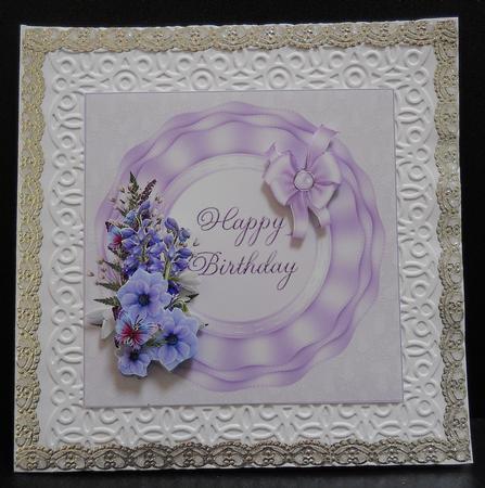 8x8 Purple Spray on Tripple Ruffle Frame with Words by Yvonne Middleton
