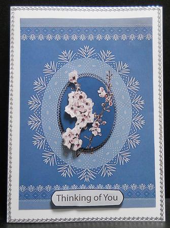 Cherry in Blossom with Lace - Blue by Yvonne Middleton