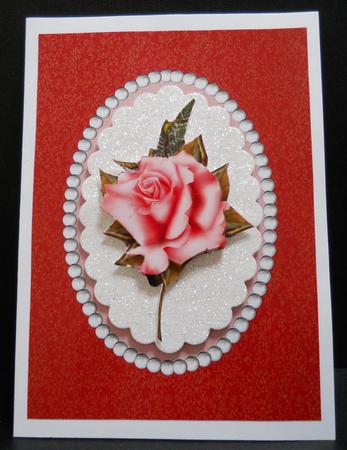 Red and Gold Swirls and Pearls Card Front by Yvonne Middleton
