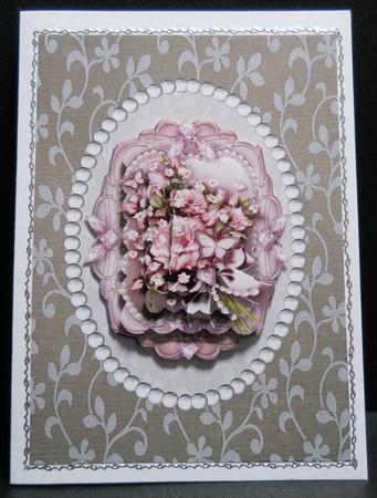 Chocolate and Cream Floral and Pearls Card Front by Yvonne Middleton