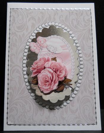 Dark Cream Swirls and Pearls Card Front by Yvonne Middleton