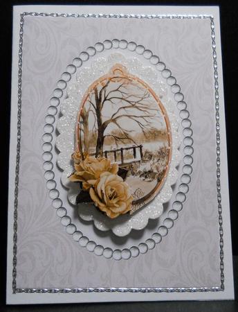 Chocolate and Cream Swirls and Pearls Card Front by Yvonne Middleton