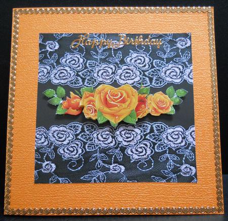 Orange Roses and Lace by Yvonne Middleton