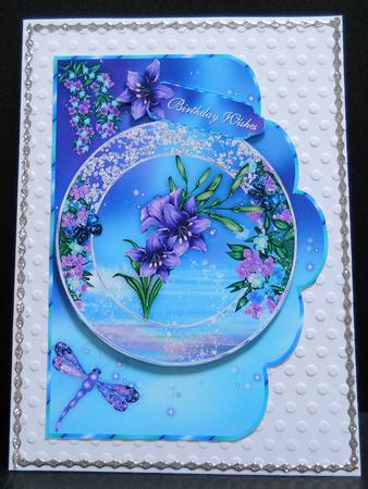 Fantasy Lilies Scallop A4 Card Front by Yvonne Middleton