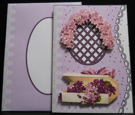 Scalloped S Edged Card - Vintage Violets by Yvonne Middleton