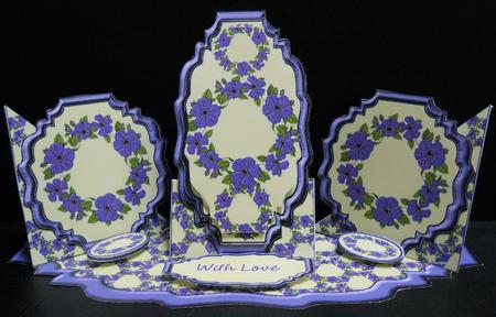 Triple Twist Easel Card - Purple Flower Wreath by Yvonne Middleton