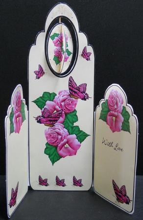 Scalloped Tall Wing Card - Butterflies on Begonias by Yvonne Middleton