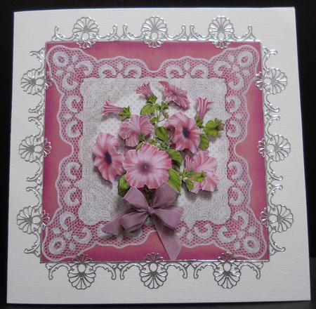 Plum Petunias on a Lace Featured Gallery Photo