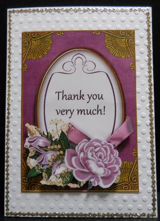 Lilac Rose Thank You Oval 7x5in Floral Step by Step by Yvonne Middleton