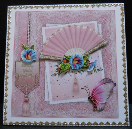 Morning Glory Fanfare Square Card with Step by Step by Yvonne Middleton