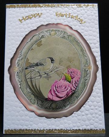 Vintage Roses and Bird - Pyramid - Dusk Pink by Yvonne Middleton