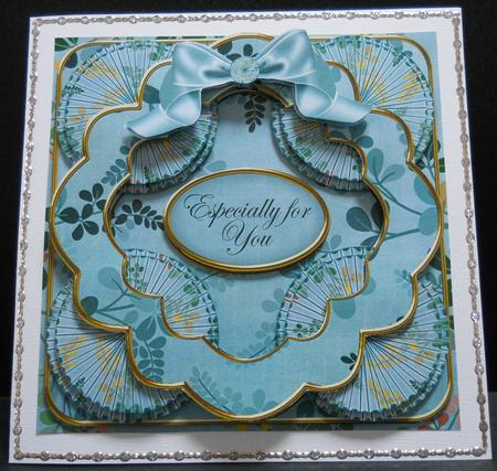 Teal Oriental Fern for You 3D Rosette 8in Card Front Kit by Yvonne Middleton