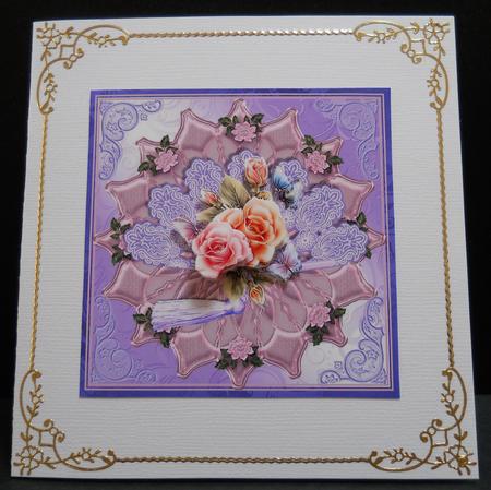 Fan and Floral in Lilac Card Front/topper by Yvonne Middleton