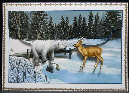 Friends in Winterland Envelope Card by Yvonne Middleton