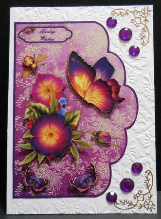 Blooms & Butterfly Bonanza A4 Scallop Card Front by Yvonne Middleton