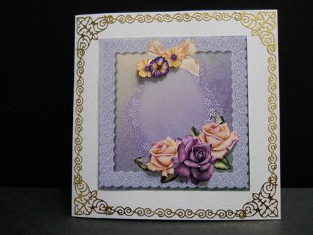 Beautiful Soft Lilac 8x8 with Roses and Lace by Yvonne Middleton