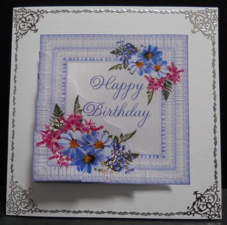 Lavender Birthday on Double Ruffle Frame Side Stacker by Yvonne Middleton
