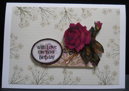 Olive Stripe Blossom Edge A4 Backing Paper by Yvonne Middleton