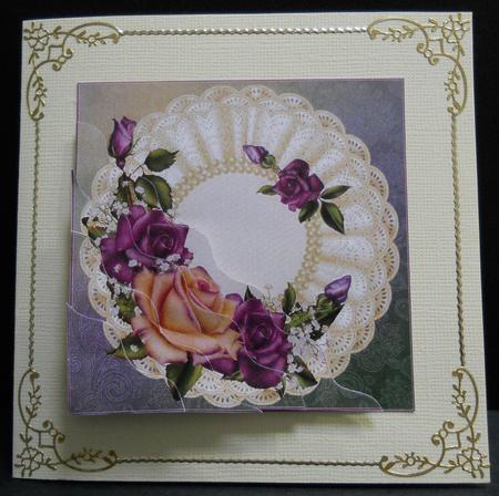 Vintage Roses on Tripple Ruffle Mat Side Stacker by Yvonne Middleton
