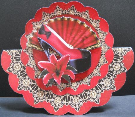 Red Lily Shoe Wobble Card by Yvonne Middleton