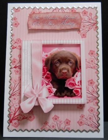 Red Stripe Blossom Edge A4 Backing Paper by Yvonne Middleton