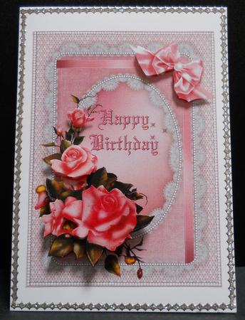 Birthday Roses Lace and Pearls by Yvonne Middleton
