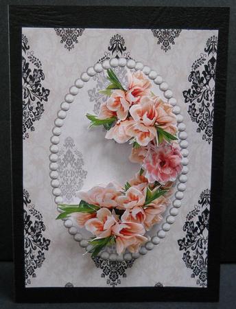Cream and Black Vintage and Pearls Card Front by Yvonne Middleton