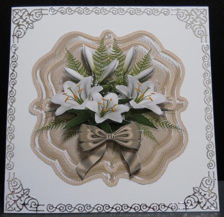 Lovely Lillies on Satin by Yvonne Middleton