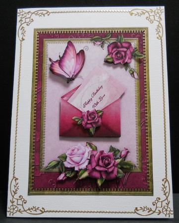 Antique Roses in Pink Card Front by Yvonne Middleton