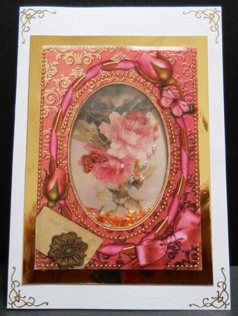 Pink Rose Butterfly 7x5in Picture Base and Shaker Frame by Yvonne Middleton