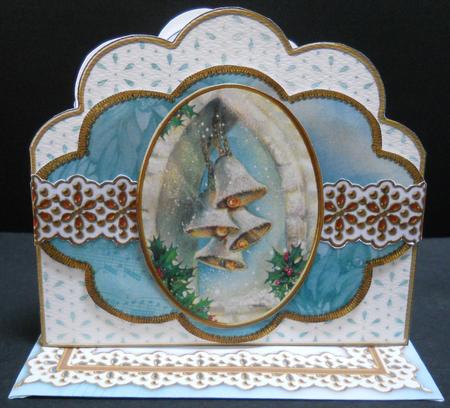 Christmas Snow Bells Anglaise Scallop 3D Decoupage Card Kit by Yvonne Middleton