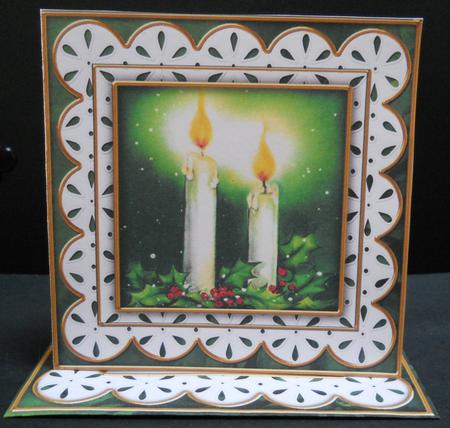 Candle Duo Em Anglaise Scallop Square 3D Card Kit by Yvonne Middleton