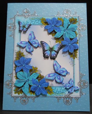 Gorgeous Flowers and Flutters Card Front by Yvonne Middleton