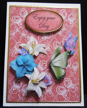 Butterflies & Flowers on Trellis Background 2 by Yvonne Middleton
