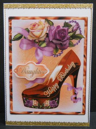 Girly Birthday Topper with Heritage Roses and Highheels#3 by Yvonne Middleton