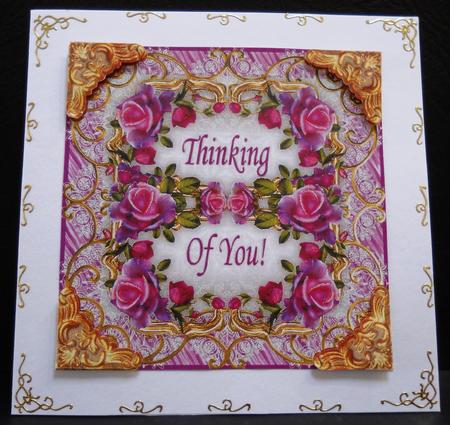 Pink and Mauve Roses Vintage Style 8 x 8 Retirement Card by Yvonne Middleton