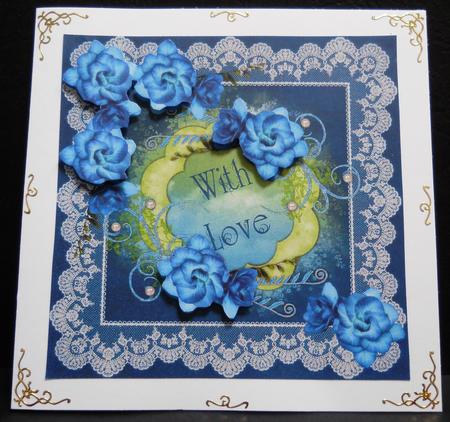 Blue Flowers with Pearls and Lace by Yvonne Middleton
