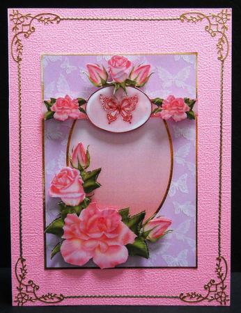 Pink Roses and Butterfly by Yvonne Middleton