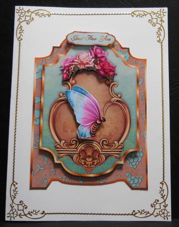 Butterfly and Roses A4 Screen Card Front by Yvonne Middleton
