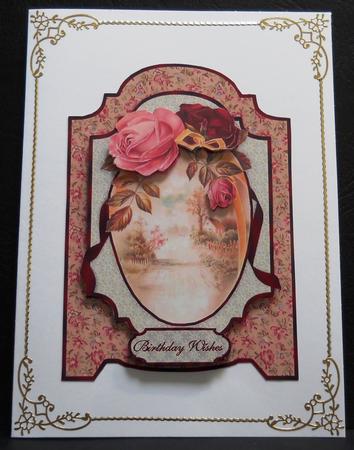 Vintage Roses and Lace A4 Screen Card by Yvonne Middleton