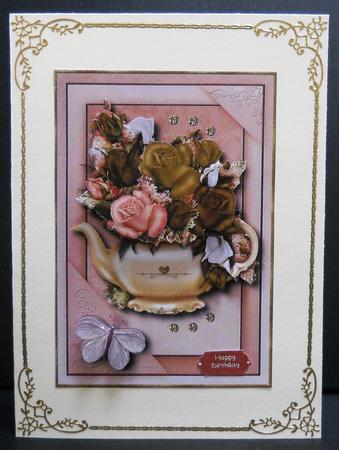 Teapot Bouquet Card Topper 2 by Yvonne Middleton