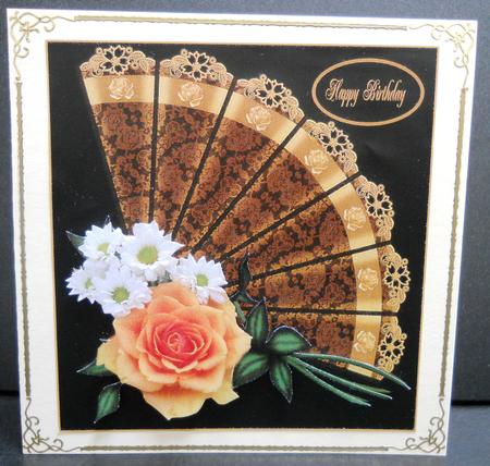 Peach Rose and Flowers Fan by Yvonne Middleton
